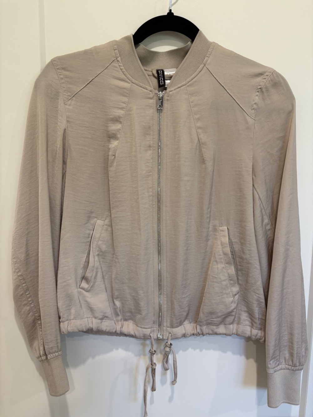 Divided Beige Satin Bomber Jacket